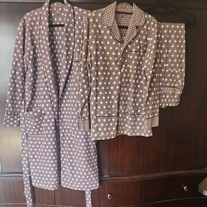 Men's Luxury Pajama 3 Piece Geometric Lounge Set Size Medium